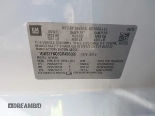 2016 GMC Yukon XL SLE with VIN 1GKS2FKC6GR458066, listed as a IAAI auction lot 41252794 with 168,606 mi miles. Bid and sale history available at carsss.com. Image 9.
