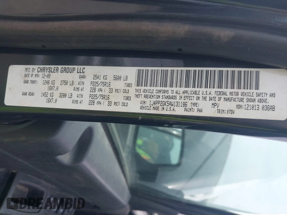 2010 Jeep Liberty Sport with VIN 1J4PP2GK5AW131186, listed as a IAAI auction lot 41738581 with 226,731 mi miles and . Bid and sale history available at DreamBid. Image 9.