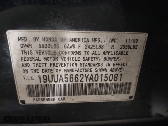 2000 Acura TL with VIN 19UUA5662YA015081, listed as a IAAI auction lot 41639430 with 133,577 mi miles. Bid and sale history available at carsss.com. Image 9.
