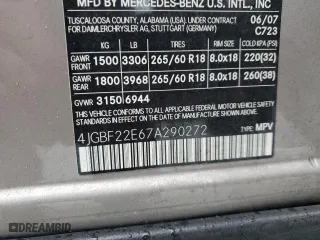 2007 Mercedes-Benz GL-Class with VIN 4JGBF22E67A290272, listed as a Copart auction lot 43934555 with 219,329 mi miles and Salvage Title. Bid and sale history available at carsss.com. Image 13.