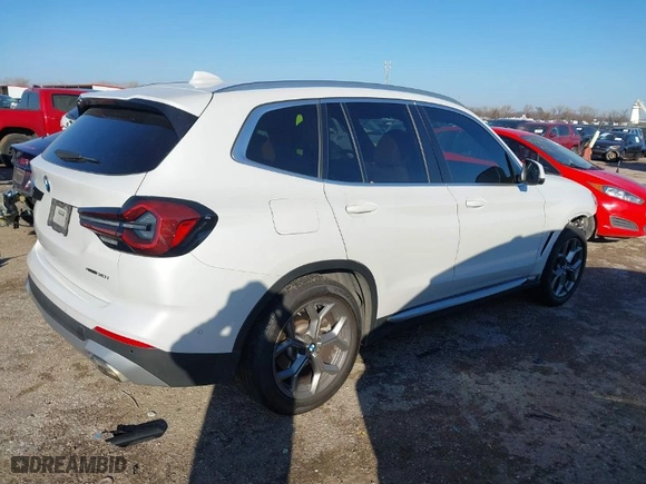 2023 BMW X3 xDrive30i with VIN 5UX53DP03P9R01491, listed as a IAAI auction lot 41458828 with 39,267 mi miles. Bid and sale history available at carsss.com. Image 4.