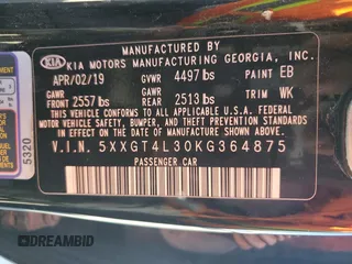 2019 Kia Optima S with VIN 5XXGT4L30KG364875, listed as a Copart auction lot 46791325 with 111,223 mi miles and Salvage Title. Bid and sale history available at carsss.com. Image 15.