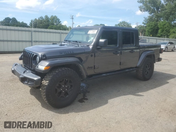 2021 Jeep Gladiator Willys with VIN 1C6HJTAG7ML572661, listed as a Copart auction lot 61172665 with 54,317 mi miles and Salvage title. Bid and sale history available at DreamBid. Image 1.