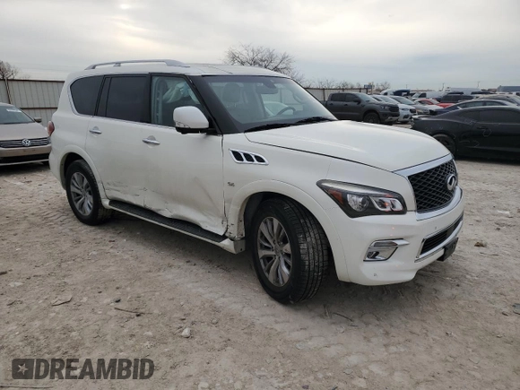 2017 Infiniti QX80 Signature Edition with VIN JN8AZ2NEXH9158268, listed as a Copart auction lot 89111315 with 0 mi miles and Salvage Title. Bid and sale history available at carsss.com. Image 4.