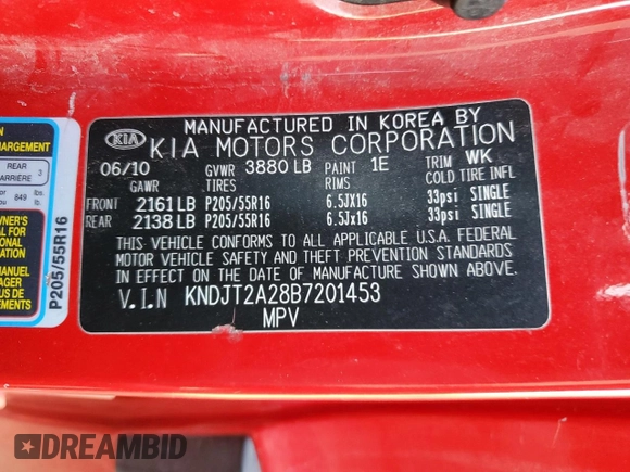 2011 Kia Soul + with VIN KNDJT2A28B7201453, listed as a Copart auction lot 48331835 with 0 mi miles and Salvage Title. Bid and sale history available at carsss.com. Image 13.