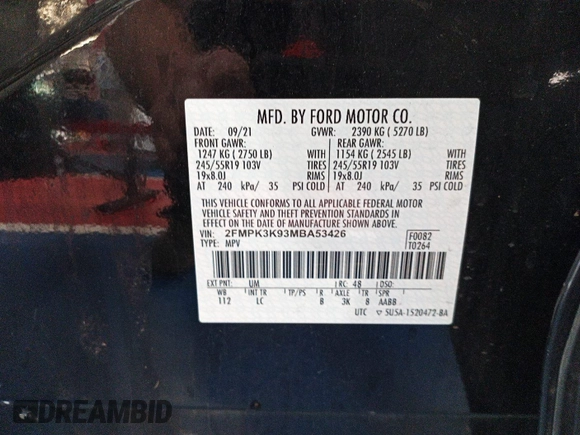 2021 Ford Edge Titanium z VIN 2FMPK3K93MBA53426, wystawiony jako IAAI lot #42360497 z przebiegiem 86 759 mil mil oraz . Historia ofert i sprzedaży dostępna na DreamBid. Obrazek 1.