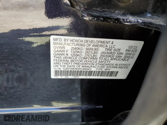 2023 Acura MDX Technology z VIN 5J8YD9H4XPL006403, wystawiony jako Copart lot #52692135 z przebiegiem 24 473 mil mil oraz Szkoda całkowita • Salvage title. Historia ofert i sprzedaży dostępna na DreamBid. Obrazek 13.