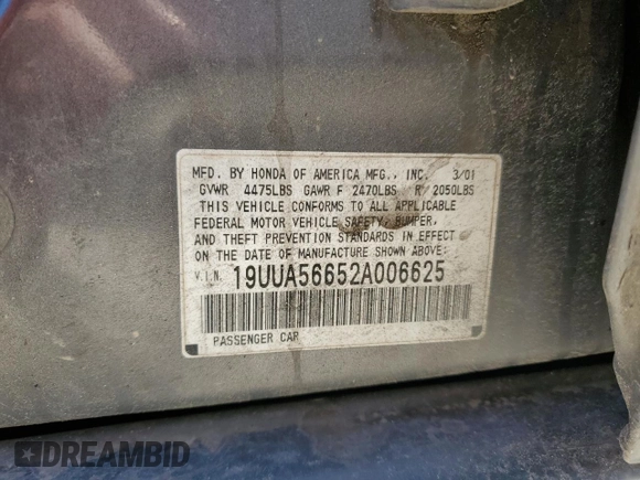 2002 Acura TL with VIN 19UUA56652A006625, listed as a Copart auction lot 50344055 with 0 mi miles and Salvage Title. Bid and sale history available at carsss.com. Image 15.