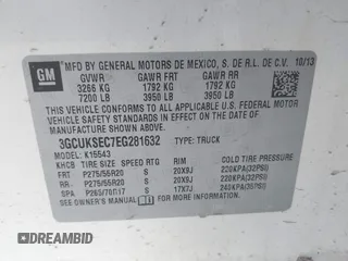 2014 Chevrolet Silverado 1500 LTZ with VIN 3GCUKSEC7EG281632, listed as a IAAI auction lot 42064565 with 178,957 mi miles. Bid and sale history available at carsss.com. Image 9.
