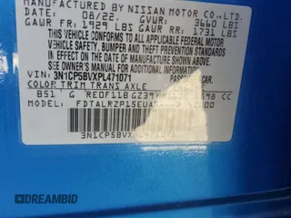2023 Nissan Kicks S with VIN 3N1CP5BVXPL471071, listed as a Copart auction lot 52956155 with 40,505 mi miles and Salvage Title. Bid and sale history available at DreamBid. Image 13.