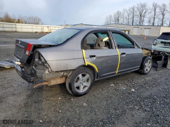 2004 Honda Civic EX with VIN 2HGES26844H564522, listed as a Copart auction lot 48736005 with 179,705 mi miles and Salvage Title. Bid and sale history available at carsss.com. Image 3.