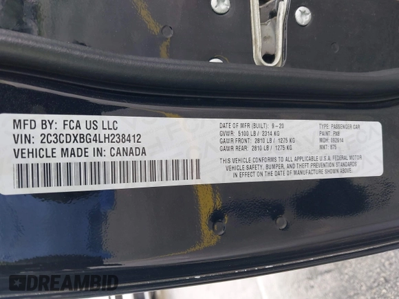 2020 Dodge Charger SXT z VIN 2C3CDXBG4LH238412, wystawiony jako IAAI lot #42494489 z przebiegiem 102 337 mil mil oraz . Historia ofert i sprzedaży dostępna na DreamBid. Obrazek 9.