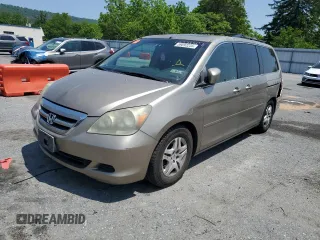 2005 Honda Odyssey EX-L with VIN 5FNRL387X5B021187, listed as a Copart auction lot 59692235 with 208,151 mi miles and Salvage title. Bid and sale history available at DreamBid. Image 1.