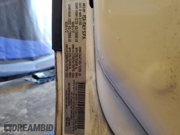2020 Ram ProMaster City Cargo Tradesman with VIN ZFBHRFAB3L6R56654, listed as a Copart auction lot 69123244 with 255,278 mi miles and Clean Title. Bid and sale history available at DreamBid. Image 13.