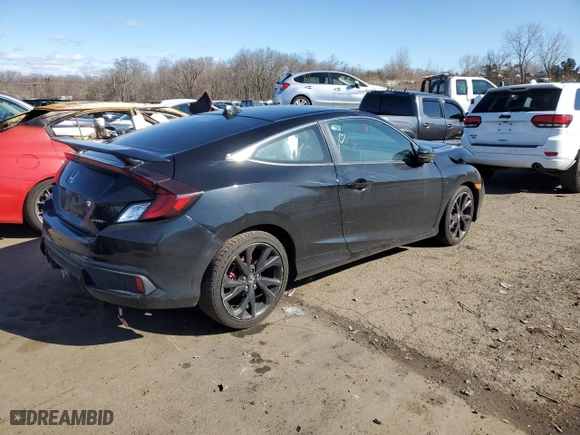 2019 Honda Civic Coupe Sport with VIN 2HGFC4B80KH300746, listed as a Copart auction lot 49500275 with 73,739 mi miles and Salvage Title. Bid and sale history available at carsss.com. Image 3.