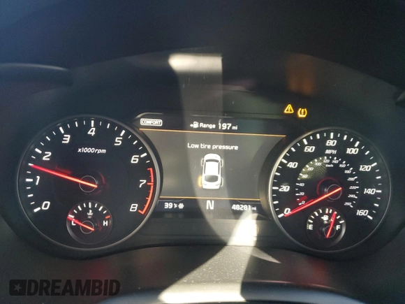 2018 Kia Stinger Premium with VIN KNAE25LA4J6015565, listed as a Copart auction lot 82378014 with 48,281 mi miles and Salvage Title. Bid and sale history available at DreamBid. Image 9.