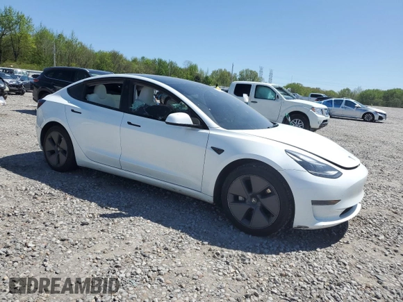 2023 Tesla Model 3 with VIN 5YJ3E1EA3PF602067, listed as a Copart auction lot 52317695 with 54,867 mi miles and Salvage Title. Bid and sale history available at DreamBid. Image 4.