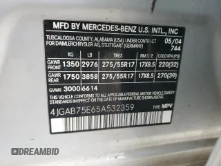 2005 Mercedes-Benz M 500 with VIN 4JGAB75E65A532359, listed as a Copart auction lot 41510825 with 139,916 mi miles and Salvage title. Bid and sale history available at DreamBid. Image 13.