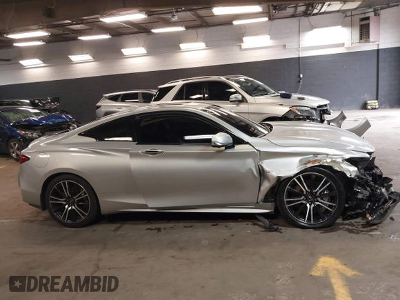 2018 Infiniti Q60 3.0t LUXE with VIN JN1EV7EL3JM391001, listed as a IAAI auction lot 41717307 with 46,105 mi miles. Bid and sale history available at carsss.com. Image 13.