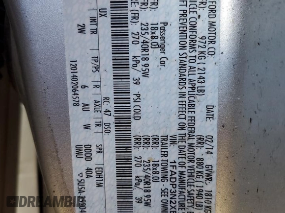 2014 Ford Focus Titanium z VIN 1FADP3N2XEL263357, wystawiony jako Copart lot #84610634 z przebiegiem 142 023 mil mil oraz Nie do naprawy • Non repairable. Historia ofert i sprzedaży dostępna na DreamBid. Obrazek 15.