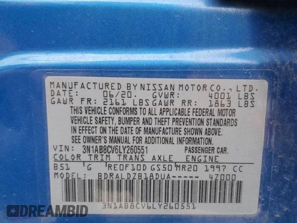 2020 Nissan Sentra SV z VIN 3N1AB8CV6LY260551, wystawiony jako Copart lot #51283215 z przebiegiem 71 434 mil mil oraz Szkoda całkowita • Salvage title. Historia ofert i sprzedaży dostępna na DreamBid. Obrazek 13.