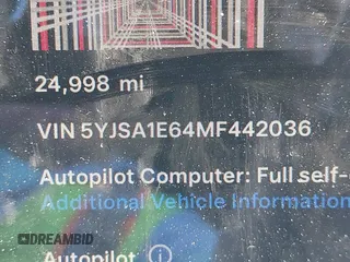 2021 Tesla Model S Plaid with VIN 5YJSA1E64MF442036, listed as a IAAI auction lot 42141304 with 24,998 mi miles and . Bid and sale history available at DreamBid. Image 9.