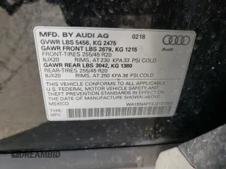 2018 Audi Q5 Premium Plus with VIN WA1BNAFY2J2137003, listed as a Copart auction lot 37217023 with 54,105 mi miles. Bid and sale history available at carsss.com. Image 14.