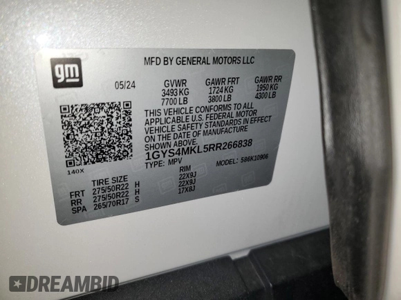 2024 Cadillac Escalade ESV 4WD Premium Luxury Platinum z VIN 1GYS4MKL5RR266838, wystawiony jako Copart lot #41866695 z przebiegiem 7 147 mil mil oraz Szkoda całkowita • Salvage title. Historia ofert i sprzedaży dostępna na DreamBid. Obrazek 16.