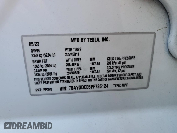 2023 Tesla Model Y Long Range z VIN 7SAYGDEE5PF785124, wystawiony jako Copart lot #56553785 z przebiegiem 31 341 mil mil oraz Szkoda całkowita • Salvage title. Historia ofert i sprzedaży dostępna na DreamBid. Obrazek 12.