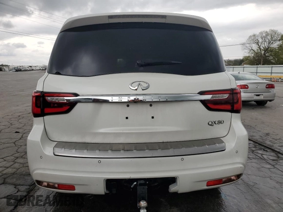 2018 Infiniti QX80 with VIN JN8AZ2NE9J9191221, listed as a Copart auction lot 52523615 with 114,002 mi miles and Salvage Title. Bid and sale history available at carsss.com. Image 6.