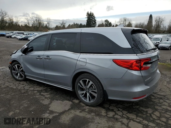 2023 Honda Odyssey Touring with VIN 5FNRL6H85PB063280, listed as a Copart auction lot 46309635 with 19,387 mi miles and Salvage Title. Bid and sale history available at DreamBid. Image 2.