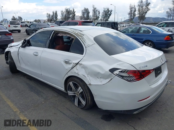 2023 Mercedes-Benz C 300 with VIN W1KAF4HB9PR084072, listed as a IAAI auction lot 41754044 with 27,496 mi miles and . Bid and sale history available at DreamBid. Image 3.