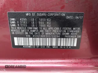 2017 Subaru Impreza Premium z VIN 4S3GTAB63H3733294, wystawiony jako IAAI lot #42236802 z przebiegiem 115 173 mil mil oraz . Historia ofert i sprzedaży dostępna na DreamBid. Obrazek 9.