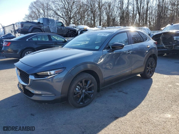 2023 Mazda CX-30 2.5 S Carbon Edition with VIN 3MVDMBCM3PM572198, listed as a Copart auction lot 45477945 with 22,829 mi miles and Salvage Title. Bid and sale history available at carsss.com. Image 1.