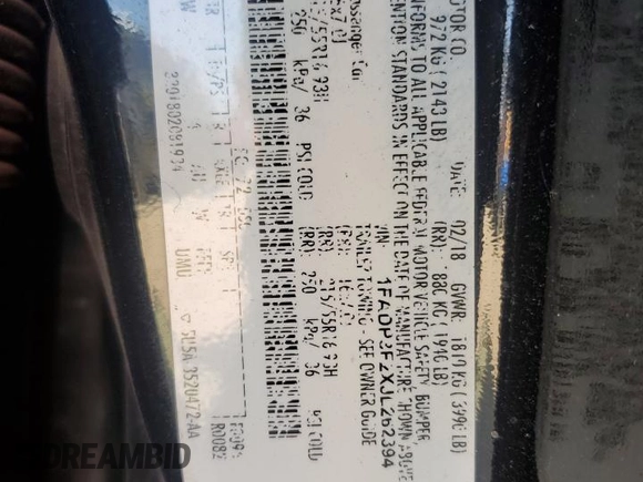 2018 Ford Focus SE with VIN 1FADP3F2XJL262394, listed as a Copart auction lot 53642095 with 138,903 mi miles and Salvage title. Bid and sale history available at DreamBid. Image 12.