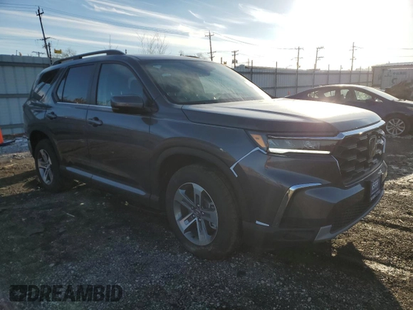 2025 Honda Pilot EX-L with VIN 5FNYG1H44SB063991, listed as a Copart auction lot 47678335 with 5 mi miles and Salvage title. Bid and sale history available at DreamBid. Image 4.