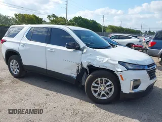 2023 Chevrolet Traverse LS with VIN 1GNERFKW5PJ254895, listed as a IAAI auction lot 42094813 with 27,478 mi miles and . Bid and sale history available at DreamBid. Image 1.