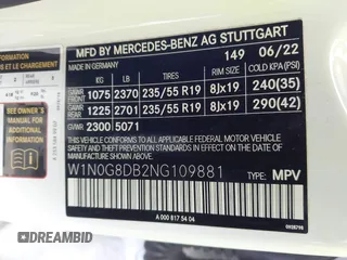 2022 Mercedes-Benz GLC 300 with VIN W1N0G8DB2NG109881, listed as a IAAI auction lot 42396933 with 30,233 mi miles and . Bid and sale history available at DreamBid. Image 9.