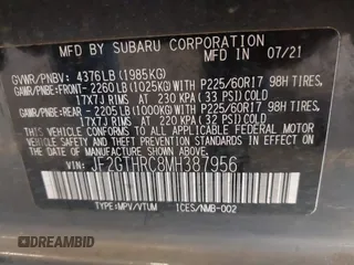 2021 Subaru Crosstrek Special Sports with VIN JF2GTHRC8MH387956, listed as a IAAI auction lot 42272636 with 40,189 mi miles and . Bid and sale history available at DreamBid. Image 9.