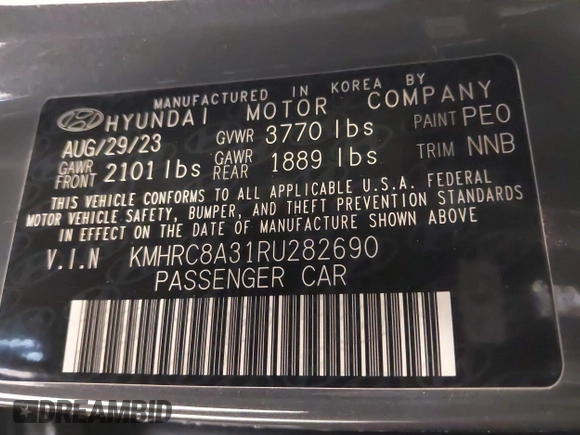2024 Hyundai Venue Limited with VIN KMHRC8A31RU282690, listed as a IAAI auction lot 41591529 with 20,870 mi miles and . Bid and sale history available at DreamBid. Image 9.