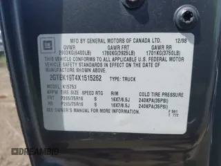 1999 GMC New Sierra 1500 SLE with VIN 2GTEK19T4X1515262, listed as a IAAI auction lot 41985162 with 344,021 mi miles. Bid and sale history available at carsss.com. Image 9.
