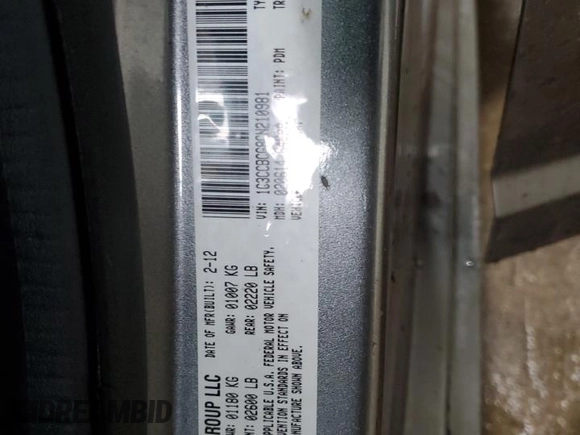 2012 Chrysler 200 Limited with VIN 1C3CCBCG8CN210981, listed as a Copart auction lot 51674815 with 116,450 mi miles and Salvage Title. Bid and sale history available at carsss.com. Image 14.
