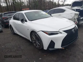2021 Lexus IS with VIN JTHGZ1B23M5039150, listed as a IAAI auction lot 41228183 with 107,671 mi miles. Bid and sale history available at carsss.com. Image 1.