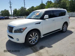 2012 Infiniti QX56 7-passenger with VIN JN8AZ2NF3C9518742, listed as a Copart auction lot 56838314 with 102,622 mi miles and Salvage Title. Bid and sale history available at carsss.com. Image 1.