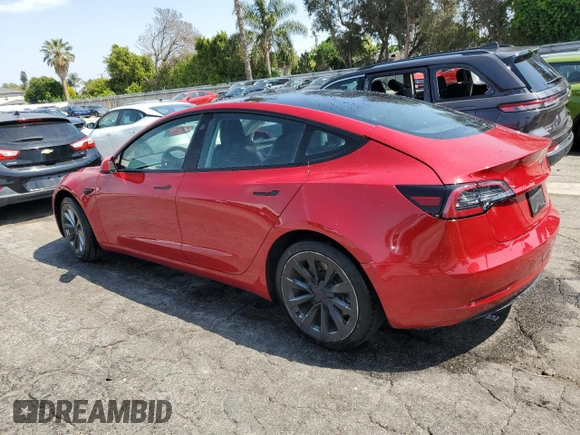 2022 Tesla Model 3 Long Range with VIN 5YJ3E1EB5NF287746, listed as a Copart auction lot 55124115 with 99,767 mi miles and Clean Title. Bid and sale history available at DreamBid. Image 2.