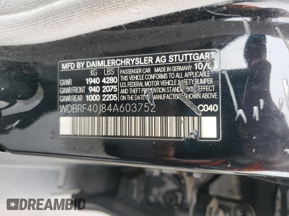 2004 Mercedes-Benz C 230 Kompressor z VIN WDBRF40J84A603752, wystawiony jako Copart lot #60664185 z przebiegiem 185 243 mil mil oraz Czysty tytuł • Clean title. Historia ofert i sprzedaży dostępna na DreamBid. Obrazek 12.