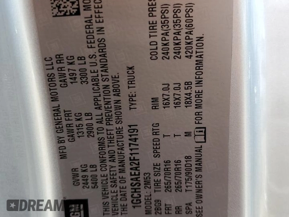 2015 Chevrolet Colorado 2WD WT with VIN 1GCHSAEA2F1174191, listed as a Copart auction lot 54390655 with 156,578 mi miles and Salvage title. Bid and sale history available at DreamBid. Image 13.