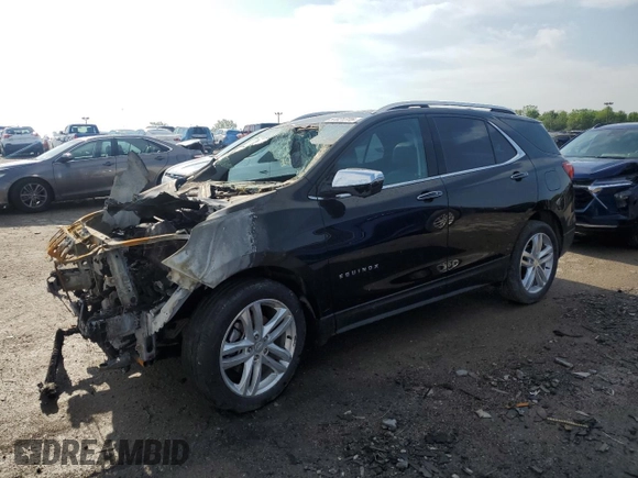 2019 Chevrolet Equinox Premier z VIN 3GNAXYEX9KL399167, wystawiony jako Copart lot #57021775 z przebiegiem Nie podano mil oraz Szkoda całkowita • Salvage title. Historia ofert i sprzedaży dostępna na DreamBid. Obrazek 1.