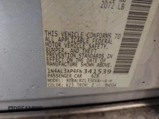 2015 Nissan Altima S with VIN 1N4AL3AP4FN341539, listed as a IAAI auction lot 41972145 with 103,514 mi miles and . Bid and sale history available at DreamBid. Image 9.