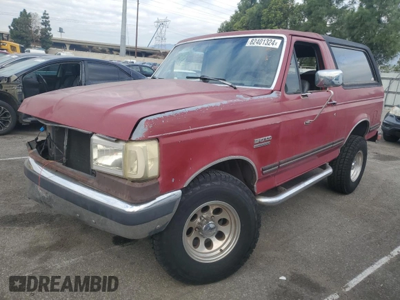 1991 Ford Bronco Custom with VIN 1FMEU15H0MLA44126, listed as a Copart auction lot 82401324 with 79,550 mi miles and Salvage Title. Bid and sale history available at DreamBid. Image 1.